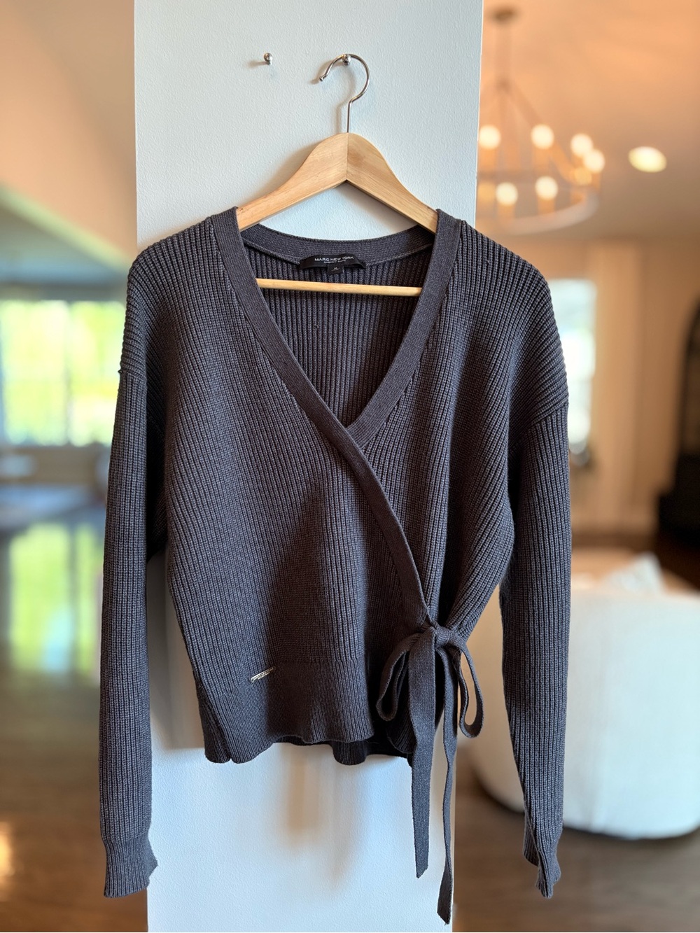 Marc New York Ribbed Wrap Sweater – Size M | Tie Waist